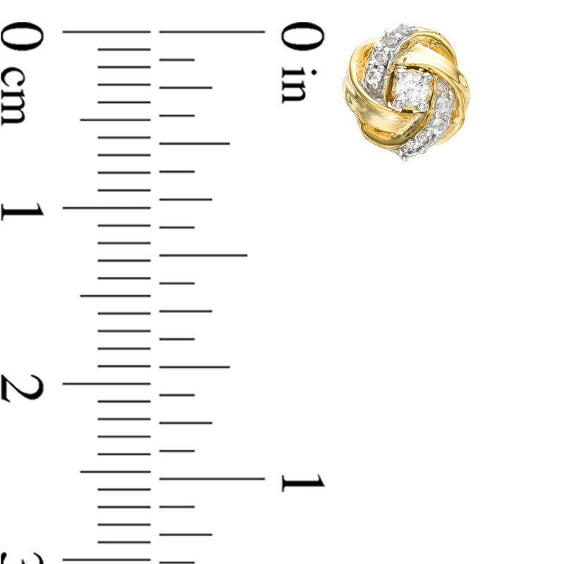 Main Image 2 of 0.13 CT. T.W. Diamond Love Knot Stud Earrings in 10K Gold