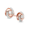 Thumbnail Image 0 of 0.13 CT. T.W. Diamond Love Knot Stud Earrings in 10K Rose Gold
