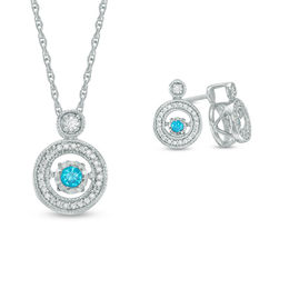 Unstoppable Love™ 0.33 CT. T.W. Enhanced Blue and White Diamond Pendant and Earrings Set in Sterling Silver