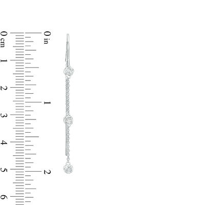 0.23 CT. T.W. Diamond Three Stone Threader Earrings in 10K White Gold