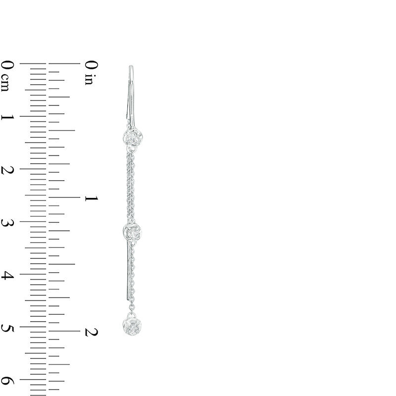 0.23 CT. T.W. Diamond Three Stone Threader Earrings in 10K White Gold