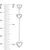 Thumbnail Image 2 of 0.12 CT. T.W. Diamond Three Heart Front/Back Earrings in Sterling Silver