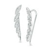Thumbnail Image 0 of 0.18 CT. T.W. Diamond Leaf Crawler Earrings in Sterling Silver