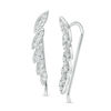 Thumbnail Image 1 of 0.18 CT. T.W. Diamond Leaf Crawler Earrings in Sterling Silver