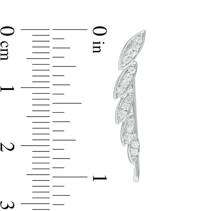 0.18 CT. T.W. Diamond Leaf Crawler Earrings in Sterling Silver