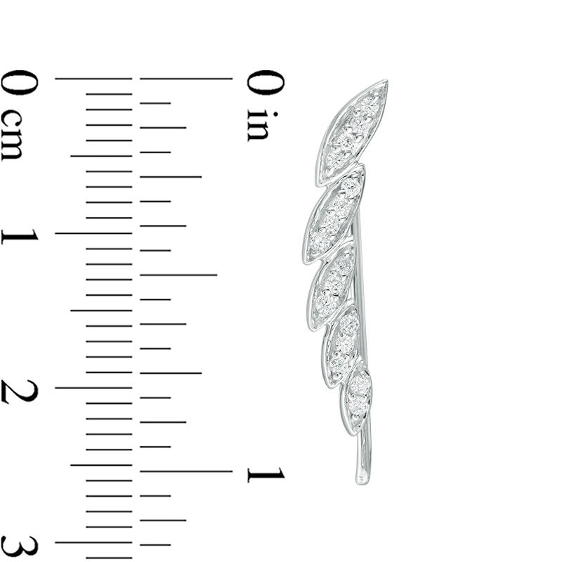 Main Image 2 of 0.18 CT. T.W. Diamond Leaf Crawler Earrings in Sterling Silver