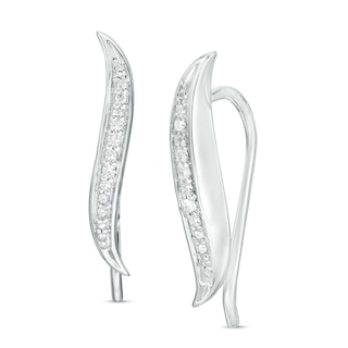 Diamond Accent "S" Shaped Crawler Earrings in Sterling Silver