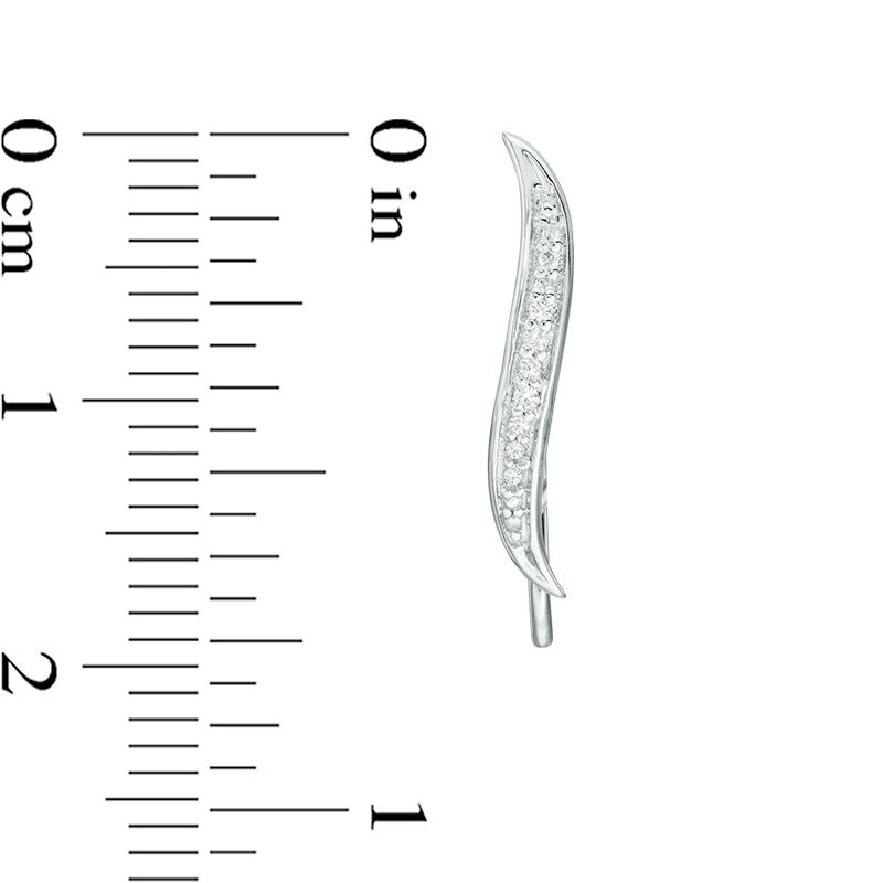 Main Image 2 of Diamond Accent "S" Shaped Crawler Earrings in Sterling Silver
