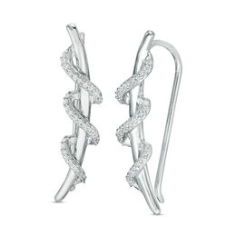 0.18 CT. T.W. Diamond Wrap Crawler Earrings in Sterling Silver