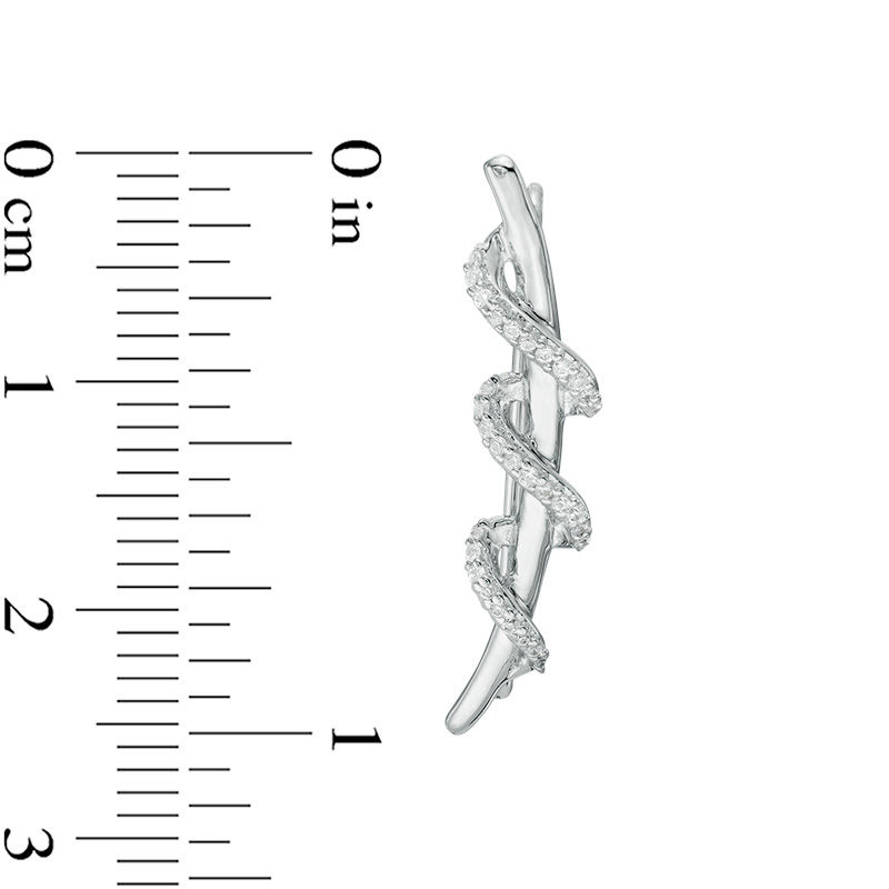 Main Image 2 of 0.18 CT. T.W. Diamond Wrap Crawler Earrings in Sterling Silver