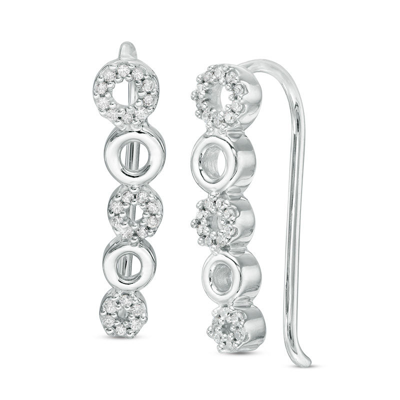 0.15 CT. T.W. Diamond Alternating Circle Crawler Earrings in Sterling Silver