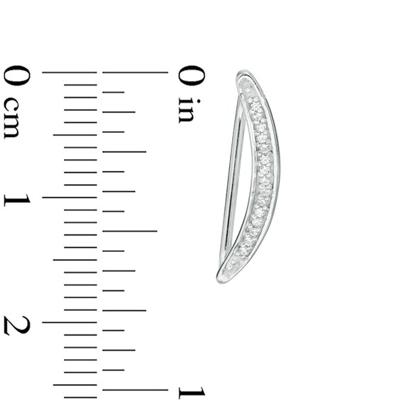 Diamond Accent Curved Crawler Earrings in Sterling Silver