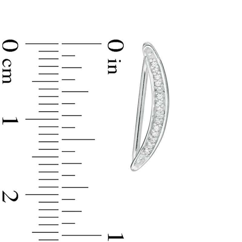 Main Image 2 of Diamond Accent Curved Crawler Earrings in Sterling Silver