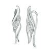 Thumbnail Image 0 of 0.18 CT. T.W. Diamond Feather Crawler Earrings in Sterling Silver