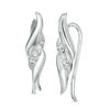 Thumbnail Image 1 of 0.18 CT. T.W. Diamond Feather Crawler Earrings in Sterling Silver