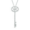 Thumbnail Image 0 of 0.23 CT. T.W. Diamond Flower Key Pendant in Sterling Silver