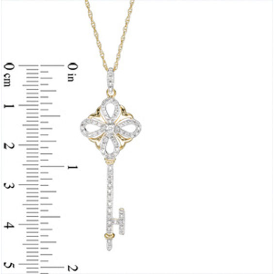 0.23 CT. T.W. Diamond Key Pendant in 10K Gold