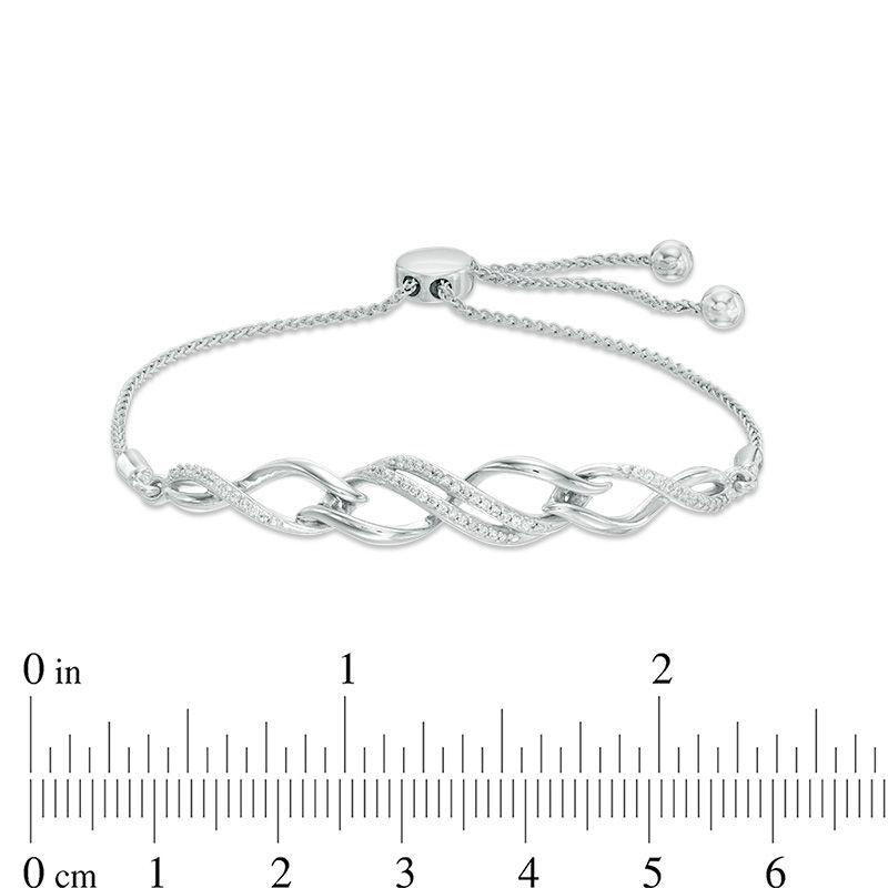0.15 CT. T.W. Diamond Twist Bolo Bracelet in Sterling Silver - 9.5"