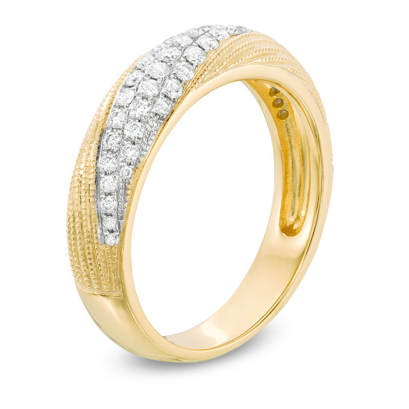 0.38 CT. T.W. Diamond Swirl Vintage-Style Anniversary Band 10K Gold