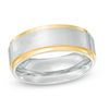 Thumbnail Image 0 of Men's 8.0mm Step Edge Wedding Band in Stainless Steel and Yellow IP - Size 10
