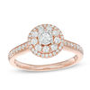 Thumbnail Image 0 of 0.45 CT. T.W. Diamond Double Frame Engagement Ring in 10K Rose Gold