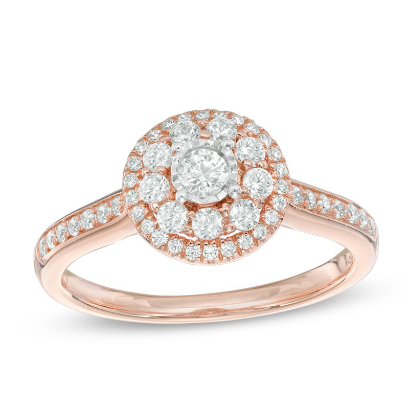 0.45 CT. T.W. Diamond Double Frame Engagement Ring in 10K Rose Gold|Peoples Jewellers