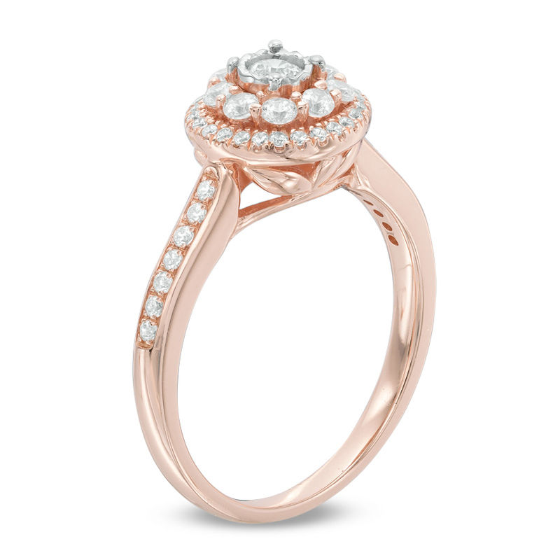 0.45 CT. T.W. Diamond Double Frame Engagement Ring in 10K Rose Gold