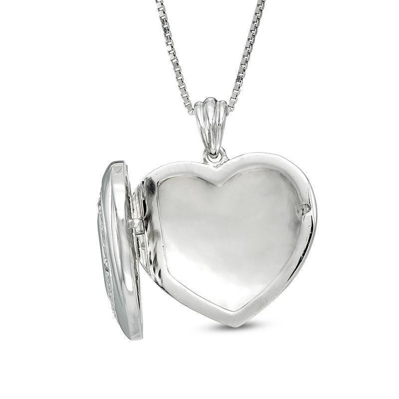 Main Image 2 of Unstoppable Love™ 0.05 CT. T.W. Diamond Triple Heart Locket in Sterling Silver