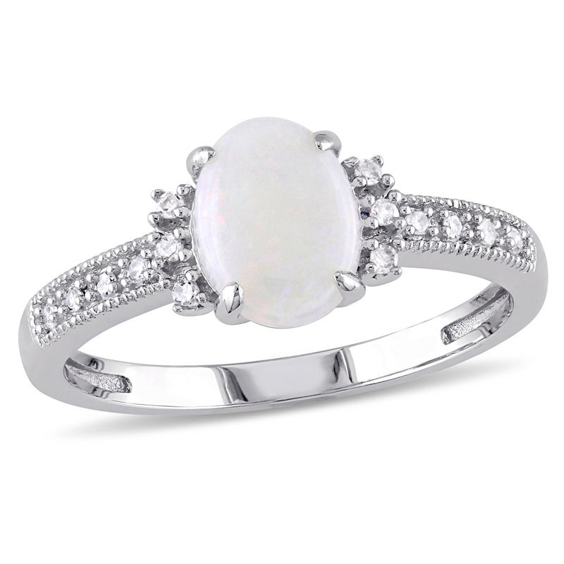 White gold and opal ring hotsell