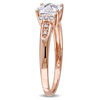Thumbnail Image 1 of 6.0mm Cushion-Cut Lab-Created White Sapphire and Diamond Accent Ring in 10K Rose Gold