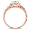 Thumbnail Image 2 of 6.0mm Cushion-Cut Lab-Created White Sapphire and Diamond Accent Ring in 10K Rose Gold