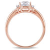 6.0mm Cushion-Cut Lab-Created White Sapphire and Diamond Accent Ring in 10K Rose Gold