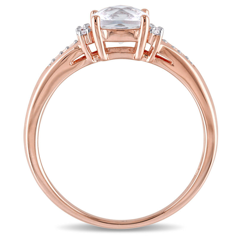 6.0mm Cushion-Cut Lab-Created White Sapphire and Diamond Accent Ring in 10K Rose Gold