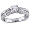 Thumbnail Image 1 of 5.0mm Lab-Created White Sapphire and Diamond Accent Collar Vintage-Style Split Shank Ring in Sterling Silver