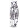Thumbnail Image 2 of 5.0mm Lab-Created White Sapphire and Diamond Accent Collar Vintage-Style Split Shank Ring in Sterling Silver