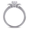 Thumbnail Image 3 of 5.0mm Lab-Created White Sapphire and Diamond Accent Collar Vintage-Style Split Shank Ring in Sterling Silver