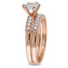 Thumbnail Image 2 of 6.0mm Aquamarine and 0.34 CT. T.W. Diamond Vintage-Style Bridal Set in 10K Rose Gold