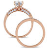Thumbnail Image 3 of 6.0mm Aquamarine and 0.34 CT. T.W. Diamond Vintage-Style Bridal Set in 10K Rose Gold