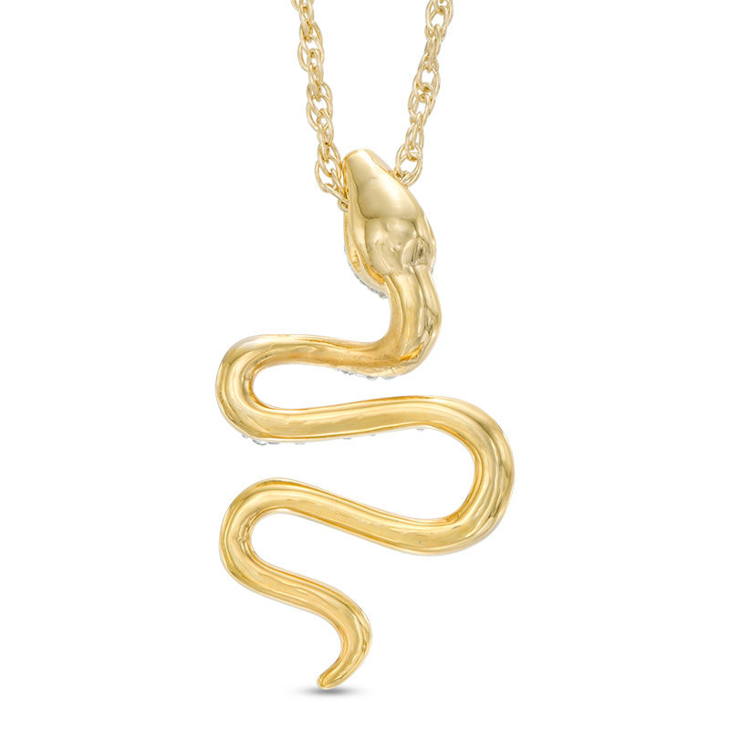 0.09 CT. T.W. Diamond Snake Pendant in 10K Gold