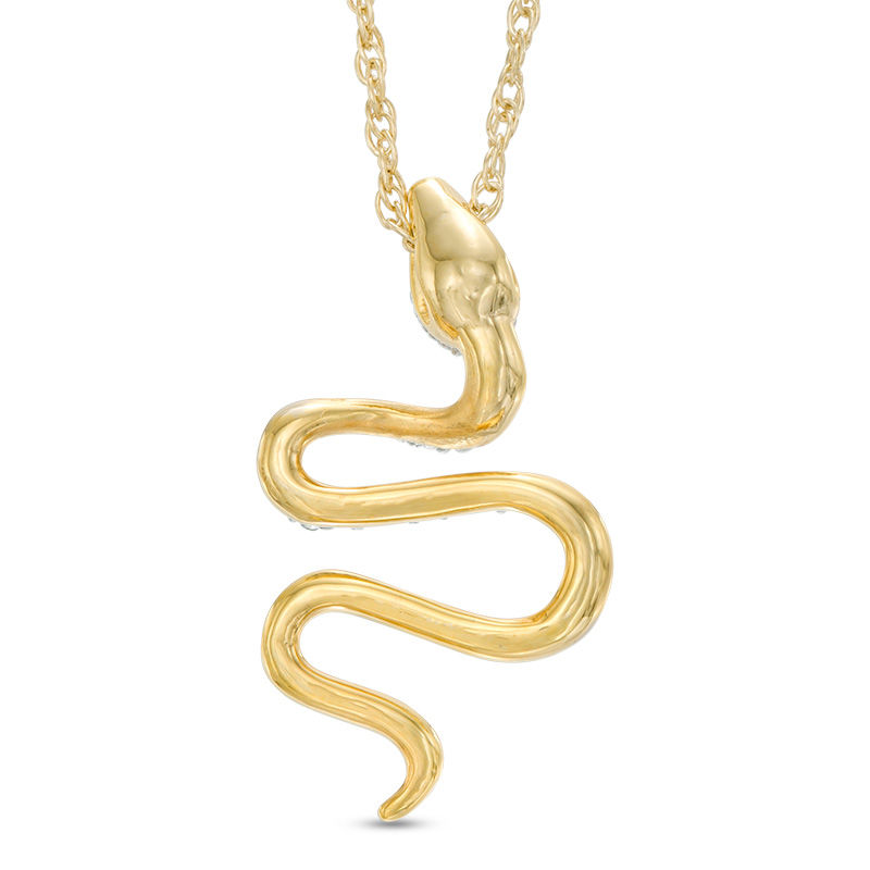 Main Image 2 of 0.09 CT. T.W. Diamond Snake Pendant in 10K Gold