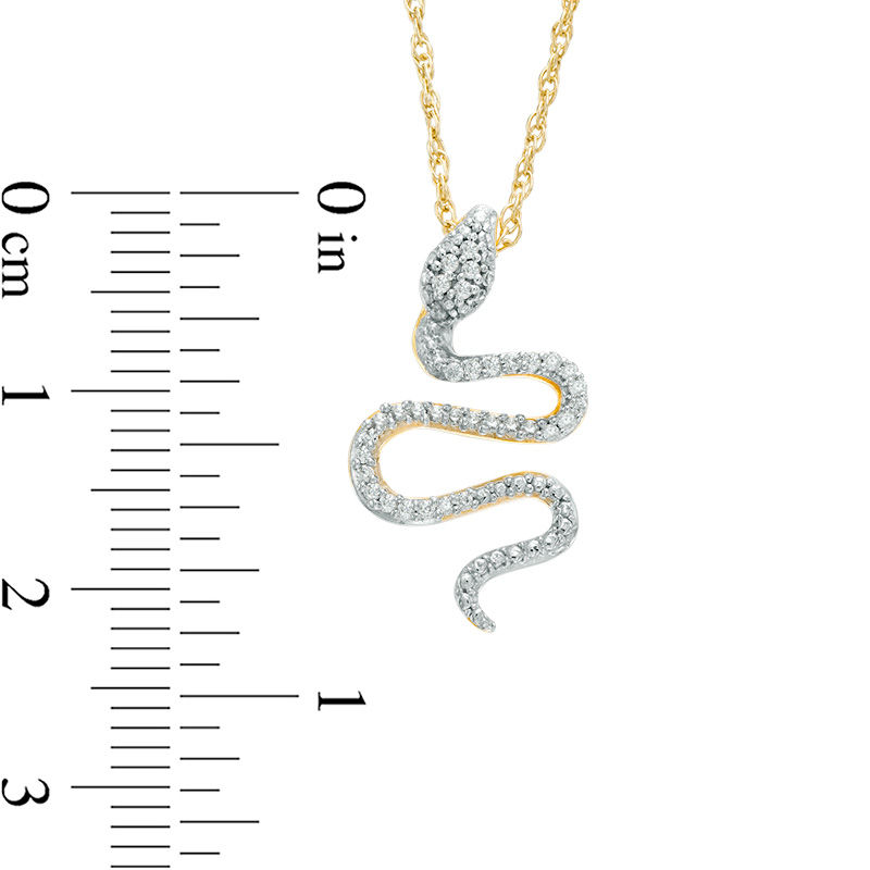 Main Image 3 of 0.09 CT. T.W. Diamond Snake Pendant in 10K Gold