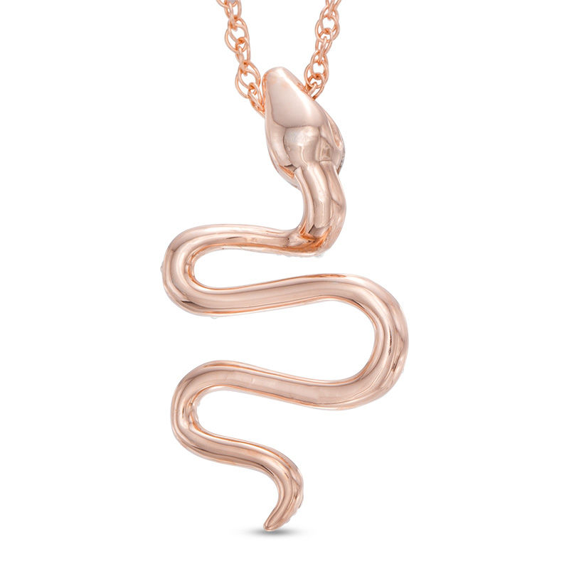 Main Image 2 of 0.09 CT. T.W. Diamond Snake Pendant in 10K Rose Gold