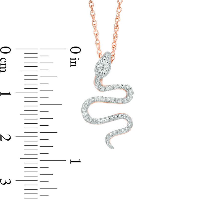 Main Image 3 of 0.09 CT. T.W. Diamond Snake Pendant in 10K Rose Gold