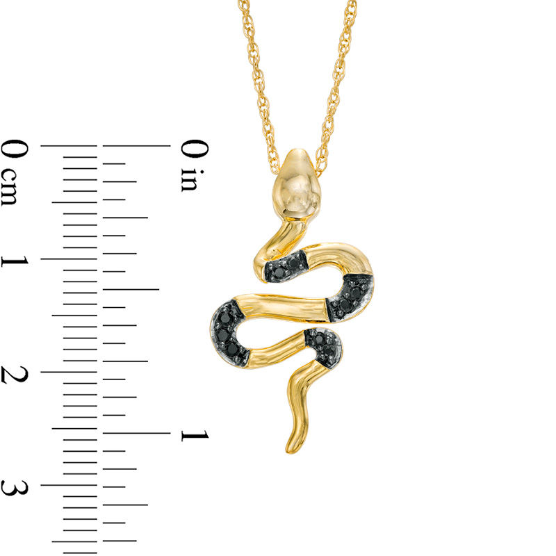 Black Diamond Accent Snake Pendant in 10K Gold