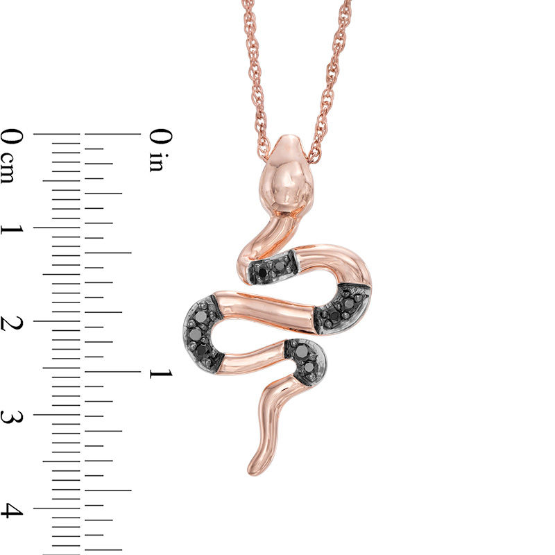 Main Image 2 of Black Diamond Accent Snake Pendant in 10K Rose Gold