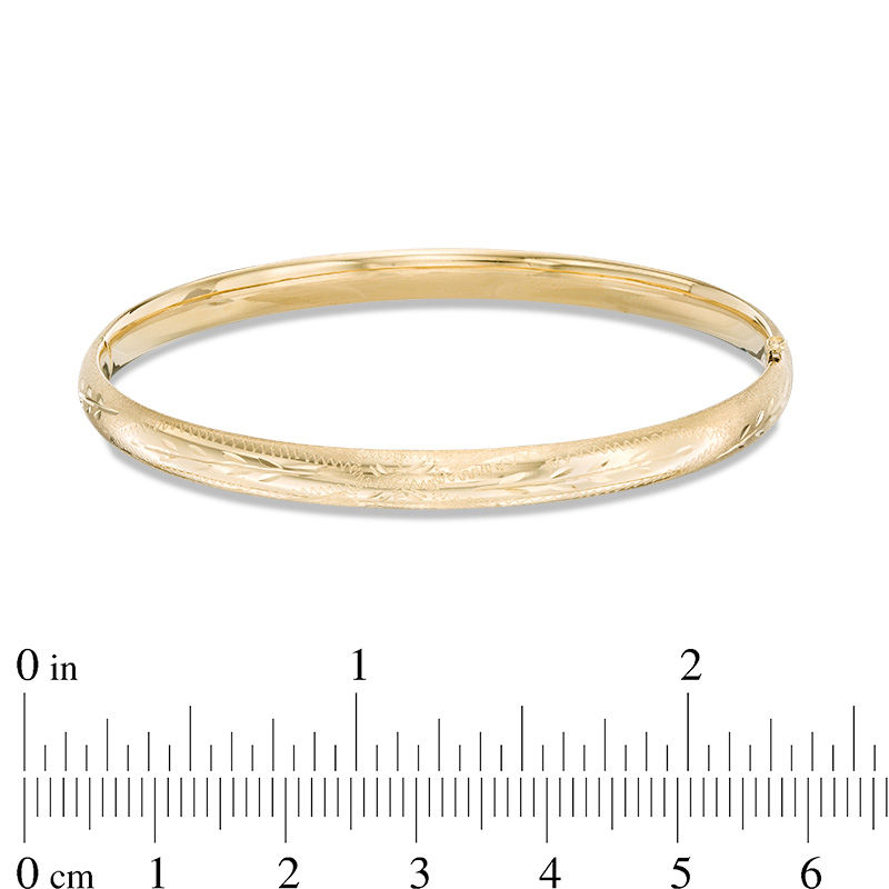 5.0mm Engraved Florentine Bangle in Hollow 14K Gold