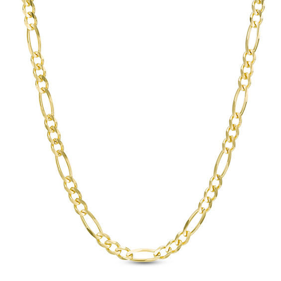 Men's 3.1mm Figaro Chain Necklace in Solid 14K Gold - 24"