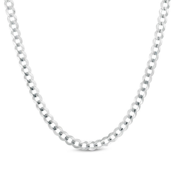 Men s 4.7mm Curb Chain Necklace in Solid 14K White Gold 24