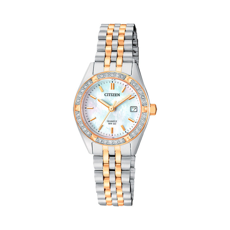 Main Image 1 of Ladies' Citizen Crystal Accent Two-Tone Watch with Mother-of-Pearl Dial (Model: EU6064-54D)