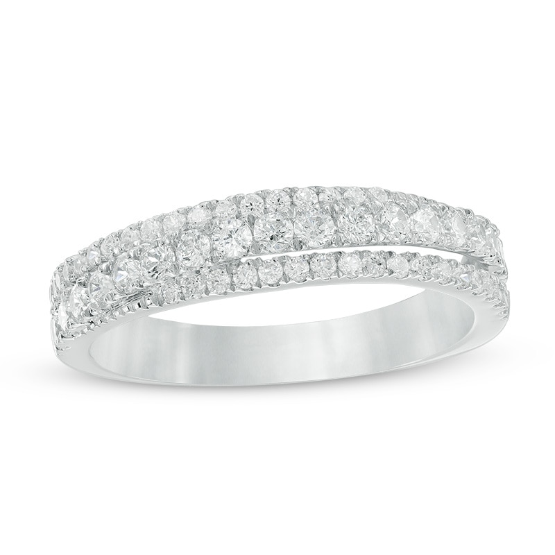 0.58 CT. T.W. Diamond Multi-Row Anniversary Band 14K White Gold